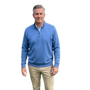 Greg Norman Sweater Men's Blue Pullover Quarter Zip Golf Sweatshirt Size: Large
